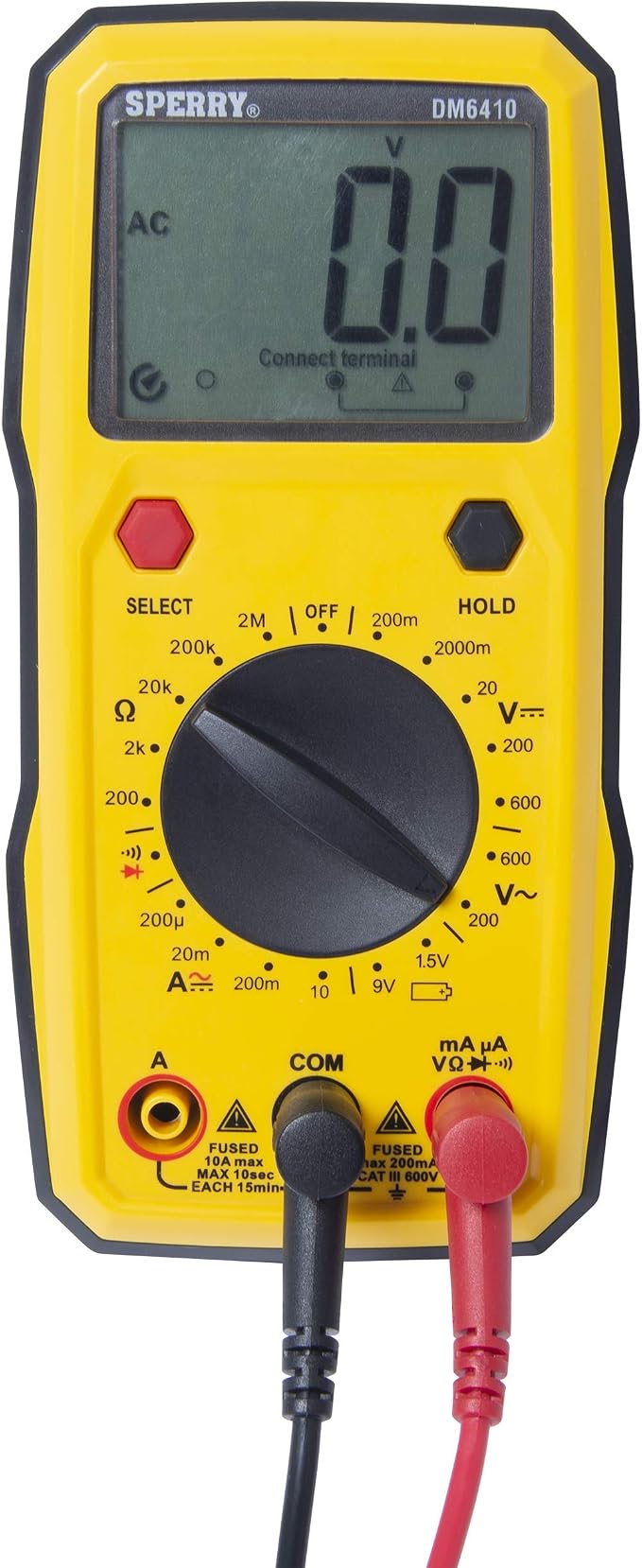 Sperry Instruments DM6410 8 Function Digital Multimeter, Yellow