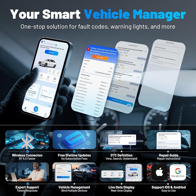 XTOOL AD20 Pro OBD2 Scanner - No Subscription, Full System Car Diagnostic Scan Tool with AI Analysis, Wireless OBD Car Code Reader, Oil Reset, Performance Test, Voltage Test