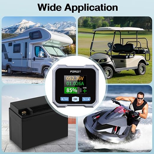 10-100V Battery Monitor with 100A Shunt, LCD Backlight Coulometer, Digital Voltage Current Power Capacity Meter for RV, Marine, Motorcycle, Golf Cart, Solar System