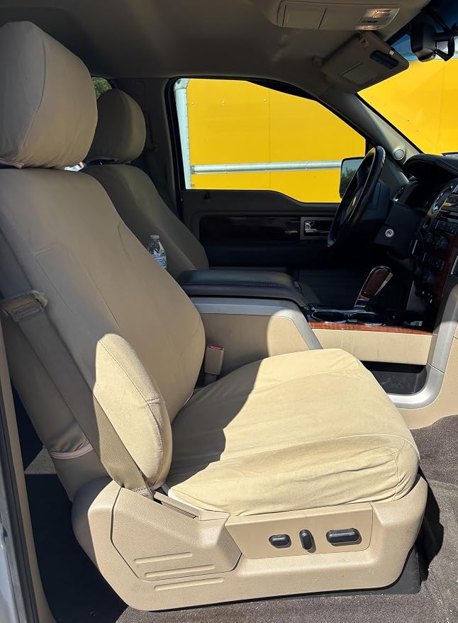 Durafit Seat Covers, Made for 2011-2016 F250-F550 Front Bucket Seat Covers in Tan Endura. F485