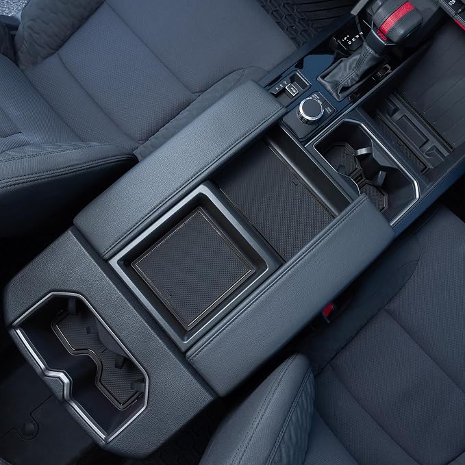 TOPINSTALL Center Console Tray and Rubber Liners Compatible with 2022 2023 2024 Toyota Tundra Accessories, Anti-Dust Dress Up The Interior-Black