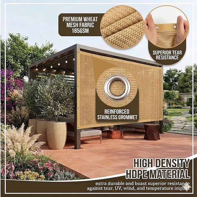 90% Shade Cloth Sun Shade Fabric Privacy Screen Shade Cover for Patio Garden Pergola Shade Cover Canopy with Gromments