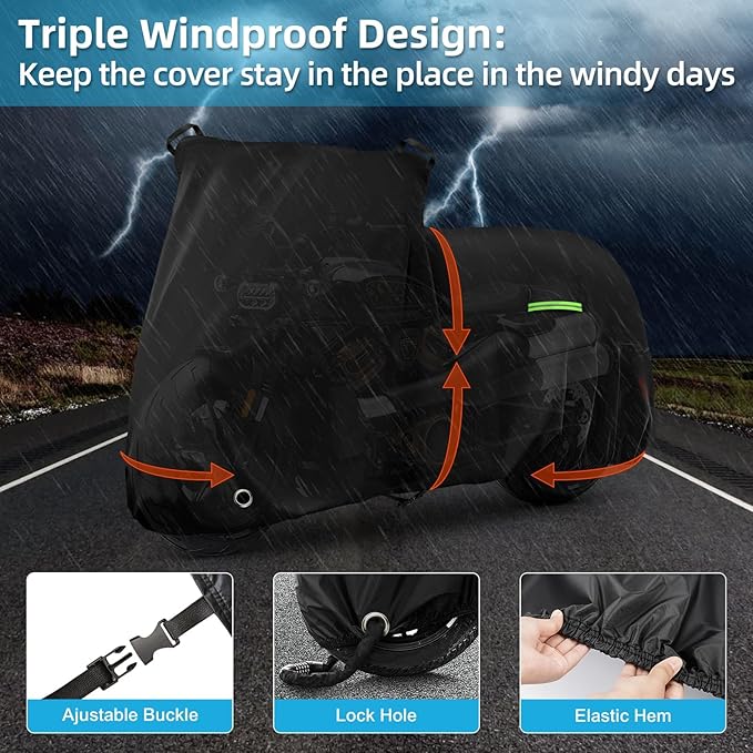 Motorcycle Cover Waterproof for Nightster/Nightster Special/Sportster S/Sporster 883/SuperLow, Heavy Duty Sun UV Rain Dust All Weather Protection Motorbike Cover with Soft Cotton Lining & Lock Hole