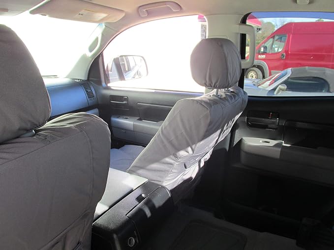 Durafit Seat Covers, T967-C8 Made to fit 2007-2013 Tundra and Sequoia Front Bucket Seat Covers in Gray Waterproof Endura with Adjustable Headrests and Side Impact Airbags