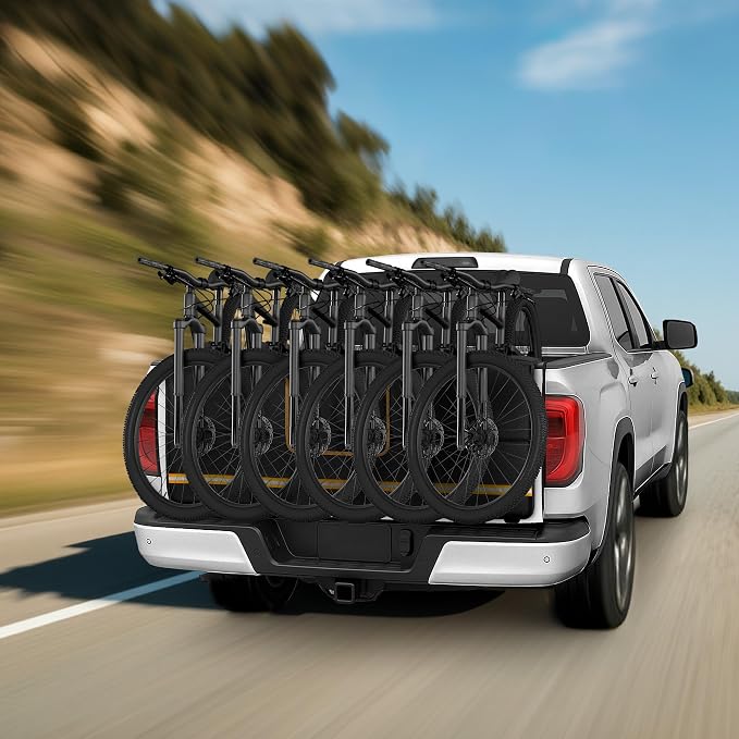 Marscamd Tailgate Bike Pad for Full-Size Pickup Truck (61"+ Tailgate Width), Holds Up to 6 Bikes, Thick Tailgate Cover with Storage Pocket, Black