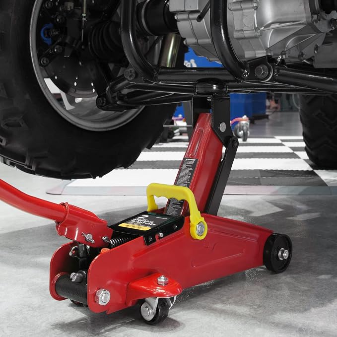 Big RED 2 Ton (4,000 lb.) Hydraulic Trolley Service Lift Jack/Portable Floor Jack with Special Slow Release and Blow Mold Carrying Storage Case