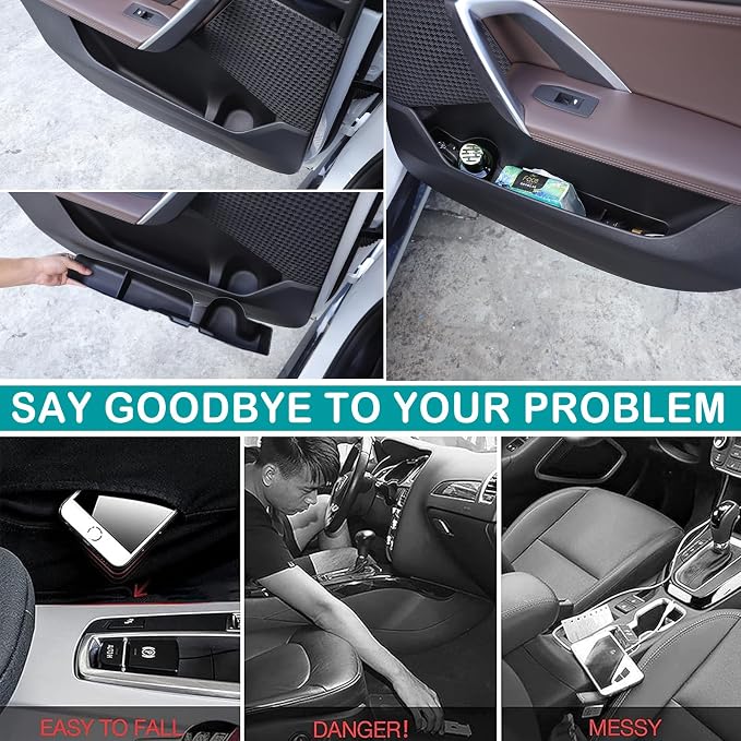 Ront/Rear Row Door Side Storage Box Compatible with BMW X1 iX1 / 2024 BMW X2 iX2 2022-2024 Armrest Phone Container Door Organizer ABS Tray Insert Glove Pallet Accessories (Back door)