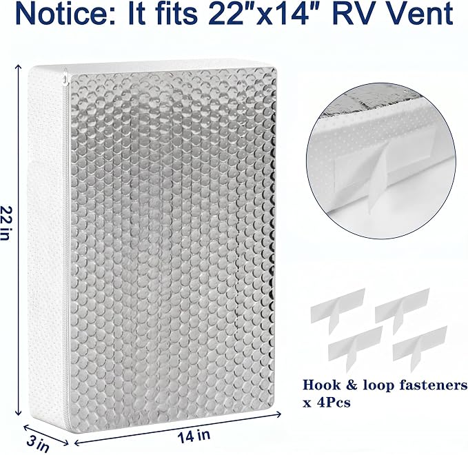 RV Vent Insulator and Skylight Cover 22″x14″x3″ with UV Protection Layer Reduce Heat Transfer & Increase A/C Efficiency RV Accessories for Vent Inside Camper Trailer