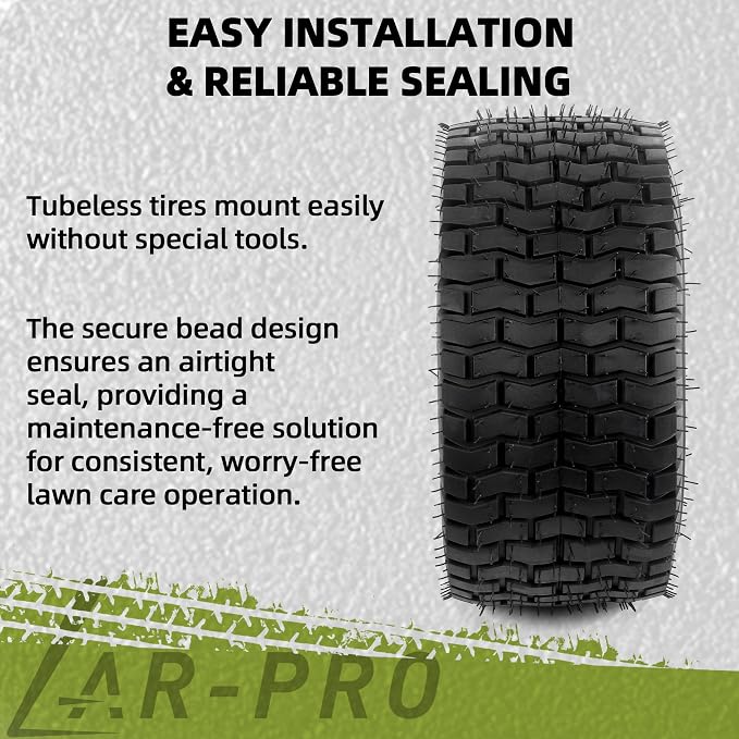 AR-PRO (2-Pack) 15x6.00-6 Tubeless Tire, 15x6-6 Lawn Mower Garden Tractor Tire, 4 Ply with Turf Treads