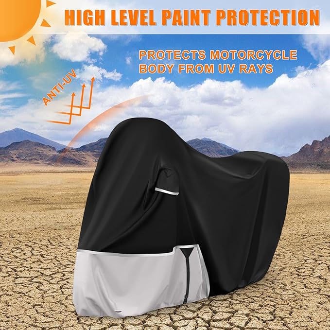 Waterproof Motorcycle Cover Compatible with Piaggio Vespa ET2 ET4 LX150 LXV and Sprint 150, Primavera 50/150 with Trunk Model, 420D Oxford Cloth Motorcycle Cover for Snow Rain Dust Protection