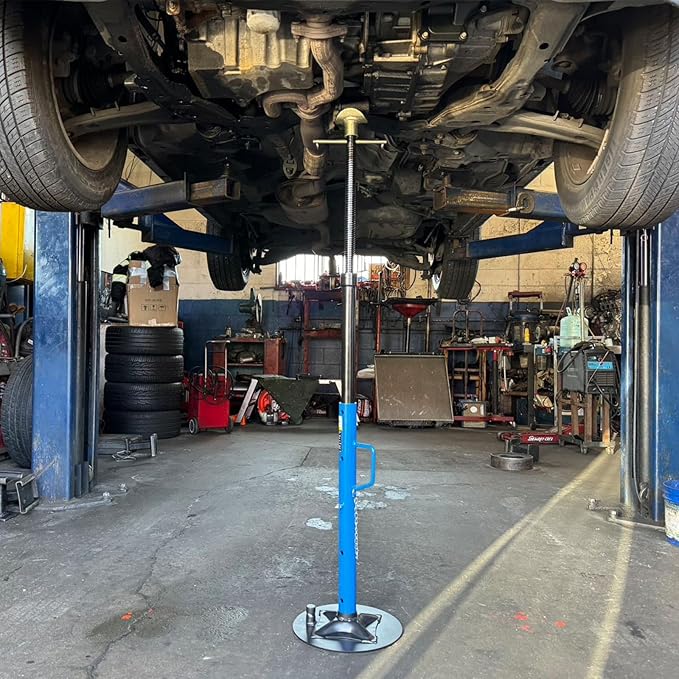 HKTE Underhoist Support Stand with Handle, 1 Ton (2,000 lbs) Capacity, 30.7"–70.8" Adjustable Height, Dual Interchangeable Tops, Under Lift & Vehicle Support Stand, US Patented Design