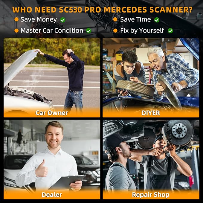 CGSULIT SC530 Pro OBD2 Scanner Diagnostic Scan Tool for Mercedes Benz, 2025 Full System Car Code Reader with 20+ Services, ABS Bleed, Oil/EPB/SRS/SAS/TCM/BMS/T-hrottle Reset, Auto VIN, Free Update