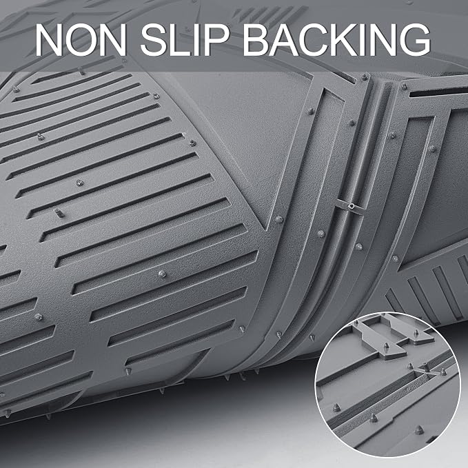 CAR PASS Heavy Duty Rubber Car Mats with Cargo Liner, Deep-Dish Car Floor Mats and Trunk Mat All Weather, Universal Trim-to-Fit for SUVs Trucks Sedans, Waterproof Anti-Slip, Trimmable V12 Gray