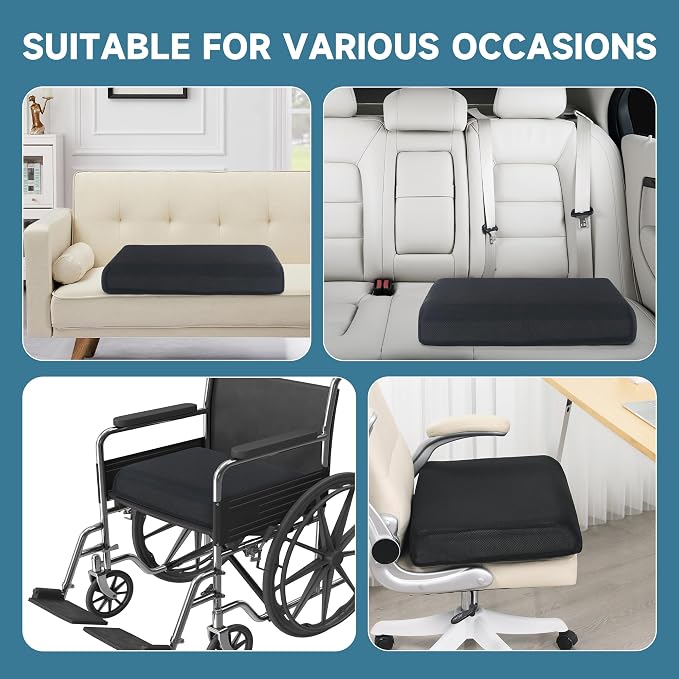 ROYALAY Bariatric Seat Cushion 500 lbs, 24"x18"x4" Extra Large Seat Cushion for Heavy People, High Density Foam Wheelchair & Mobility Scooter Pad with Removable Cover