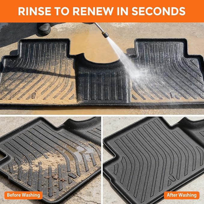 Floor Mats for Kia Soul 2014-2019 (Only for Base/Plus/Exclaim, Not for Hybrid or Turbo), TPE All Weather Protection, Waterproof Non-Slip Black for Front & Rear (Two-Row Floor Mats & Cargo Liner)