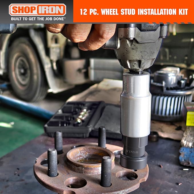 Shop Iron 51937 12-Piece Wheel Stud Installation and Rethread Kit, For use with 1/2-20", M12 x 1.25, M12 x 1.5, M14 x 1.5, & M14 x 2.0 Button Head Wheel Studs