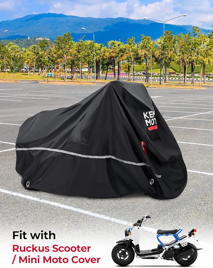 KEMIMOTO Motorcycle Cover Waterproof & Windproof Compatible with Ruckus Super Cub Navi Grom Scooter Outdoor & Indoor with Lock-Holes All Weather Protect from Dust Sunlight Rain