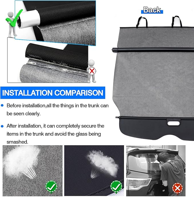 Powerty Compatible with Cargo Cover Jeep Grand Cherokee 2011-2019 2020 2021 Retractable Trunk Shielding Shade Cargo Luggage Cover No Gap (Not Fit 2021 Grand Cherokee L or 2022 Grand Cherokee)
