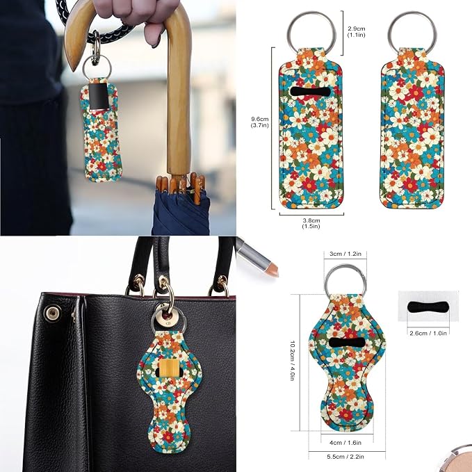 Hippie Boho Blossoms Pattern Car Accessories Car Seat Covers Full Set with Steering Wheel Covers+Seat Belt Pads+Coasters+Keychain+Lipstick Holder Universal Fit(13 Pack)