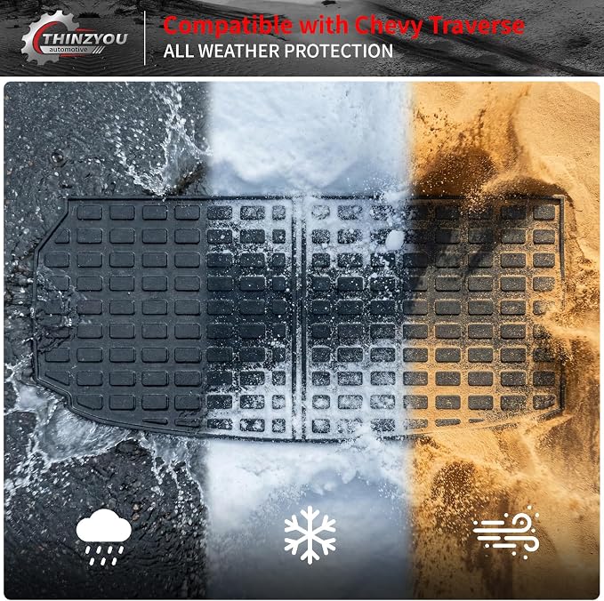 Cargo Mat Compatible with 2024 2025 2026 Chevrolet Traverse (NOT Limited) GMC Acadia 2025 2026 Buick Enclave Cargo Liner Back Seat Cover Chevy Traverse Accessories (Trunk Mat+Backrest Mats)