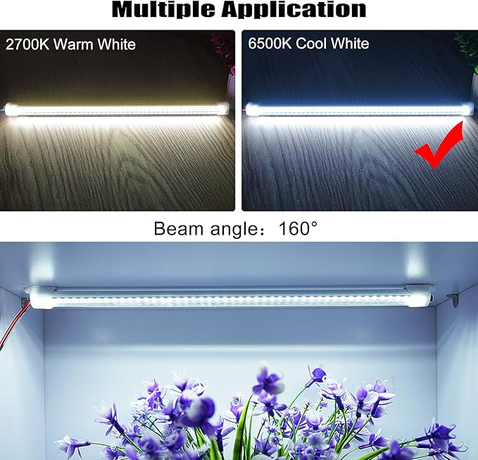 12v LED Interior Light Bar, DC 12 Volt led Strip Lights with Switch and Magnets, 6500K White Light for Enclosed Cargo Trailer Car RV Van Truck Lorry Cabinet Camper Boat Caravan Motorhome 8P