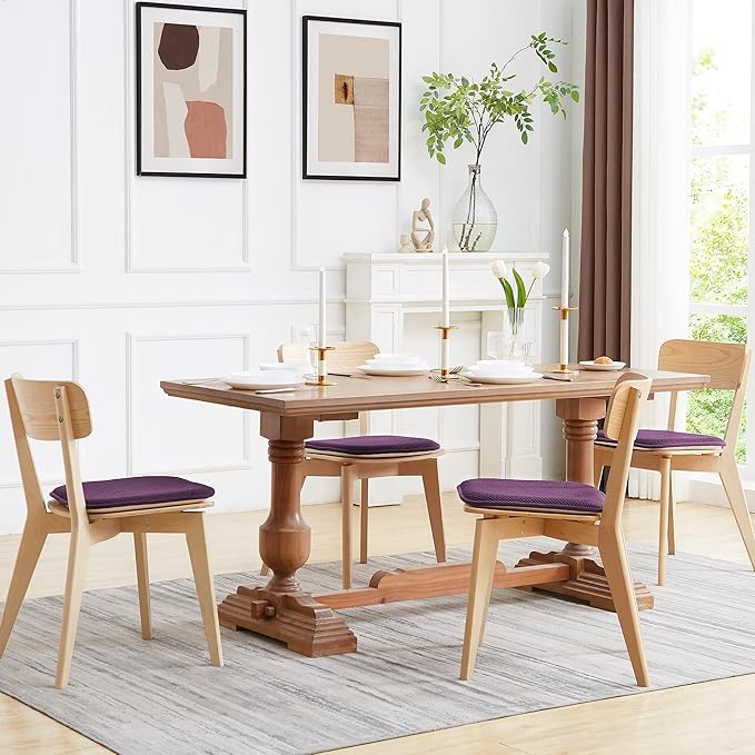 Sweet Home Collection Cushion Memory Foam Chair Pads Honeycomb Nonslip Back Seat Cover 16" x 16" 6 Pack Eggplant Purple