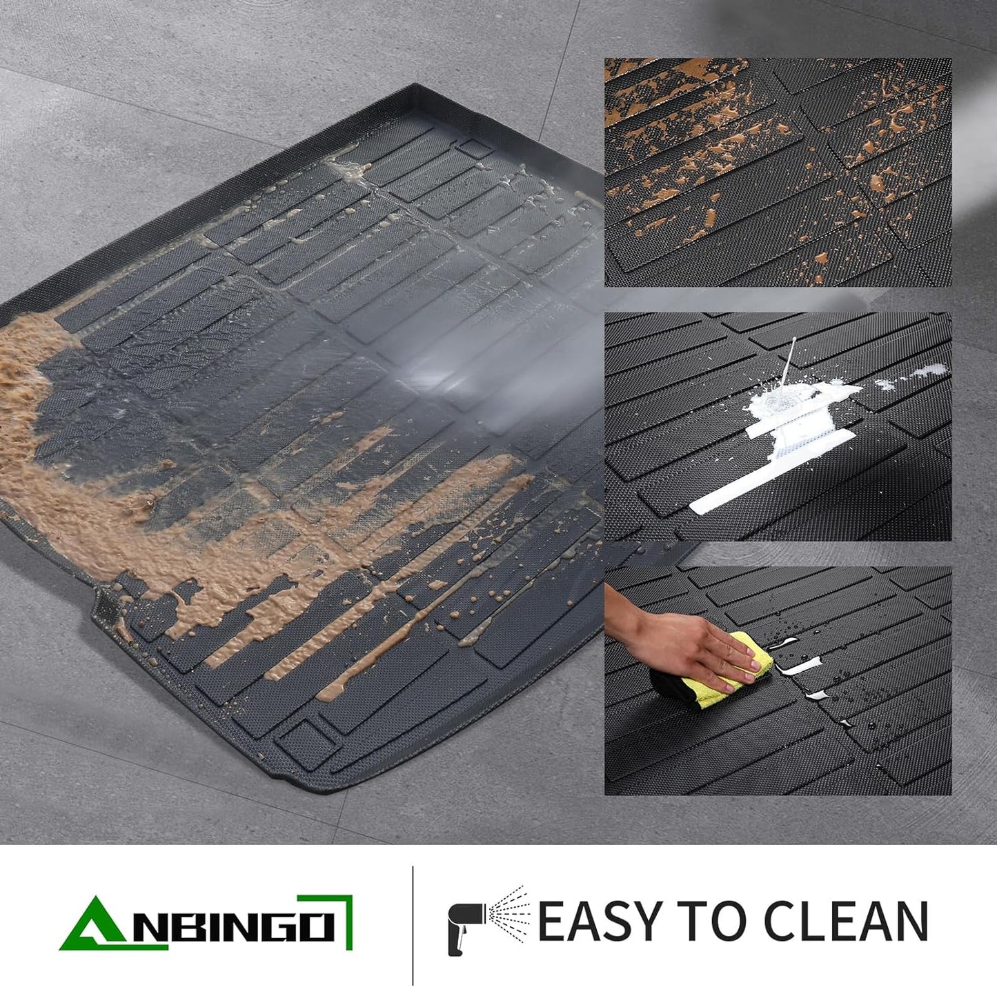 ANBINGO®-Floor Mats & Cargo Liner for Genesis GV70 2025 2024 2023 2022 (Not Fit Electrified GV70) Custom Fit Full GV70 All Weather Floor Mats Trunk mat GV70 Accessories - Black