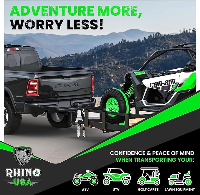 Rhino USA E Track Ratchet Tie Down Straps (4,500lb Break Strength) - Includes (2) Premium 2" x 16' eTrack Tie Downs - Ultimate Heavy Duty eTrack Cargo Strap System for Trailer, Truck, Motorcycle