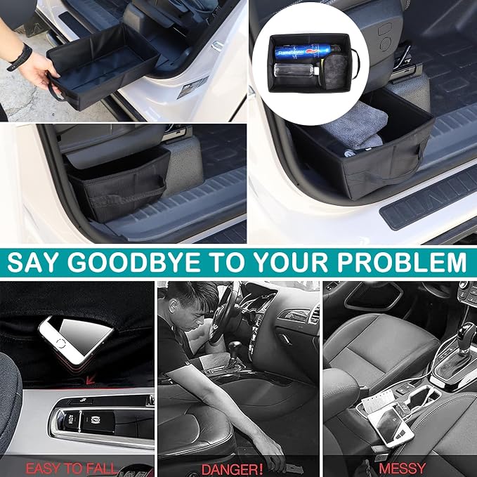 Car Front Under Seat Storage Organizer Compatible with Ineos Grenadier 2020-2026 Oxford Cloth Under Seat Storage Box Interior Accessories, Applicable to both left and right. (Black)