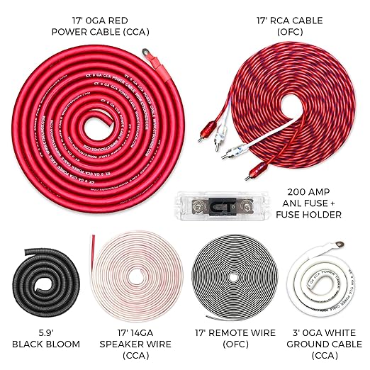 CT Sounds 1/0 Gauge CCA Complete Amp Wiring Install Kit, AMPKIT-0GA-PRO