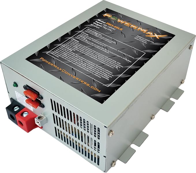 PowerMax 60Amp 12Vdc Charger Led Lighting Internal Fan with Reverse Polarity Protection and Built-in 3 Stage Charging