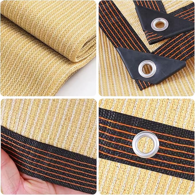 Shade Cloth - Pergola Sun Shade 90% Outdoor Shade Fabric with Grommets for Pergola Cover Patio Gazebo Deck Garden Porch Wheat(3X6FT)