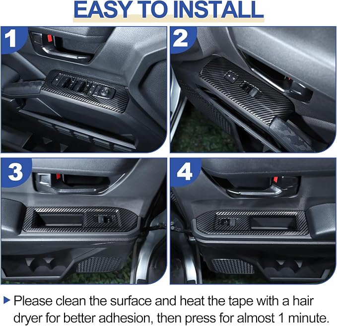 Daeiclru Window Lift Switch Panel Cover Compatible with Toyota Tacoma 2024 2025, Pickup Truck Door Power Window Glass Lift Switch Button Protection Cover Interior Accessories (Carbon Fiber Pattern)
