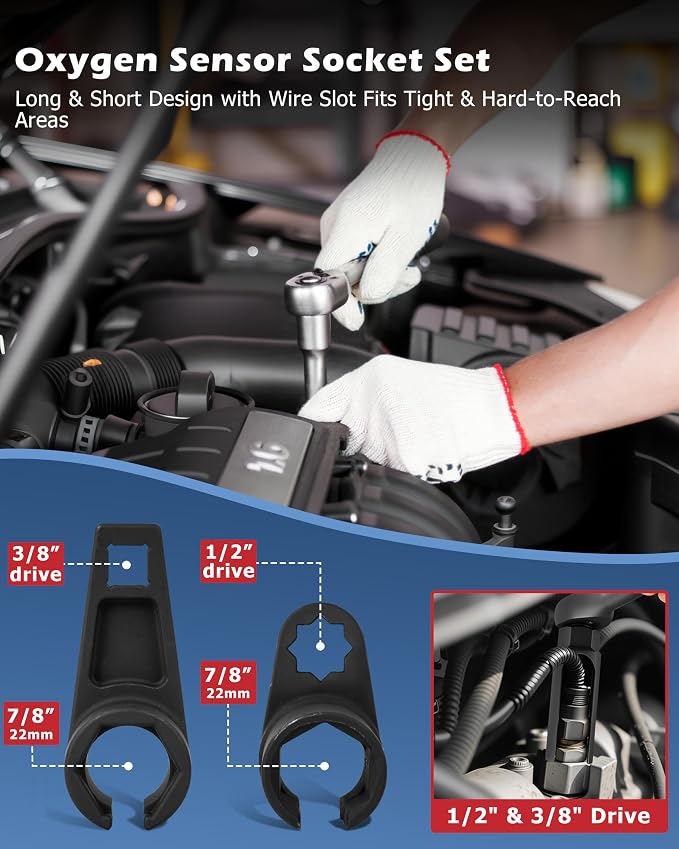 DAYUAN 21pcs Oxygen Sensor Socket Set Bundle with 10Pcs Oxygen Sensor Socket Set Sensor Oil Pressure Sending Unit Removal Kit