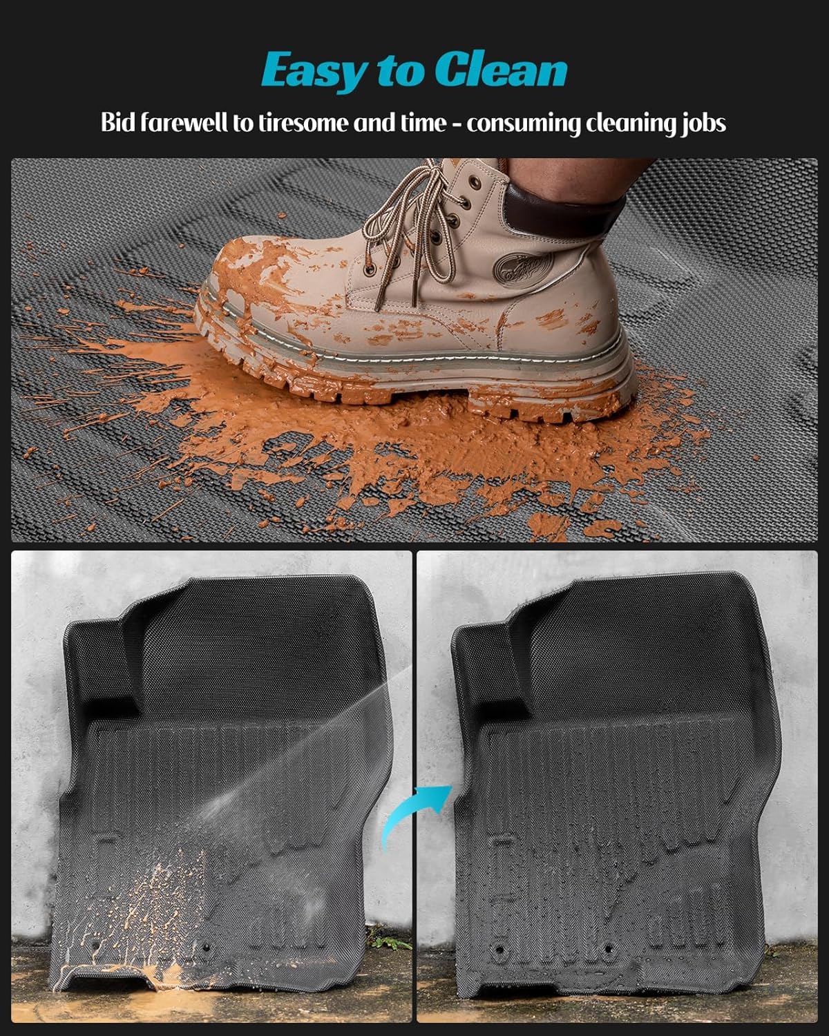 Car Floor Mats for Nissan Frontier 2008-2021 Crew Cab Full Set, All Weather Floor Liners Custom Fit Rubber Mat for Cars, Carpet Protector Truck Accessories for Nissan Frontier 2008-2021, Black