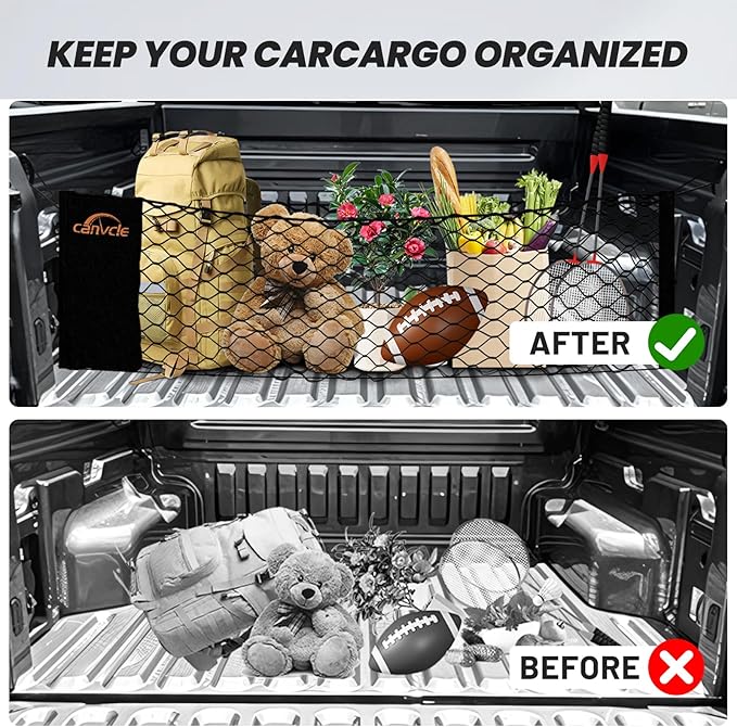 Truck Bed Cargo Net for Ford Maverick 2022-2026, Envelope Style Pickup Truck Bed Net for Maverick Accessories, Upgraded Trunk Cargo Net Storage Bag with Metal Carabiners