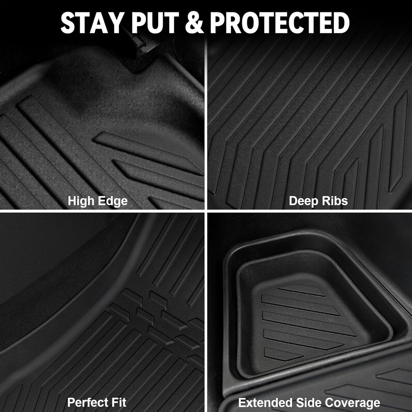 Floor Mats Set for 2017-2025 Jeep Compass Accessories(New Body Style 2nd Generation), Full Coverage All Weather Floor Mats with Cargo Mat TPE Includes Backrest Protectors & Door Sill Guards