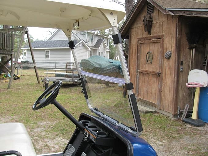ECOTRIC Folding Down Clear Windshield for 2003-2006 Yamaha G22 Models Gas | or Electric Golf Cart
