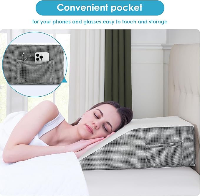 Cozymaker Adjustable Leg Elevation Pillows for Swelling, Cooling Gel Memory Foam Wedge Pillows for After Surgery, Sciatica Back Knee Hip Ankles Pain Relief, Leg Pillows for Sleeping