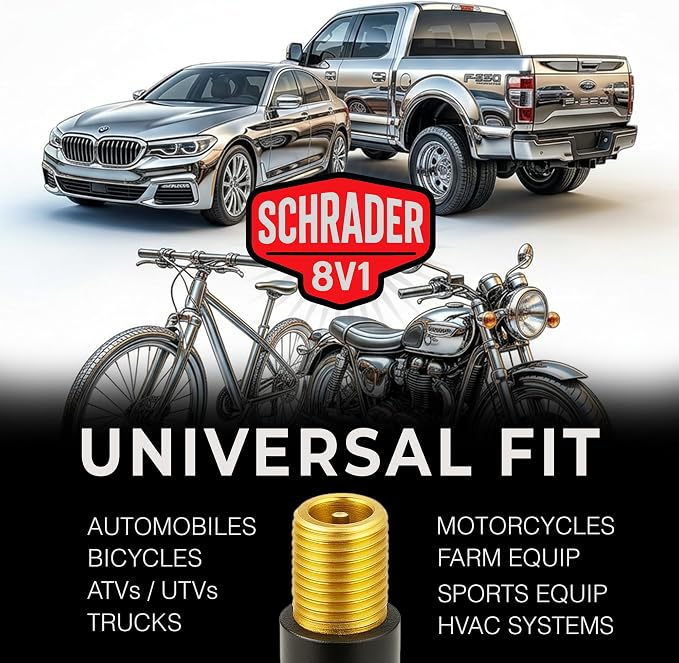 SKÖG Chuck Mates Reach360 Articulating 7-inch Extension for Tire Inflators | 1/4" F-NPT & Schrader Adapter | Dually Trucks RV Bicycle Car Semi