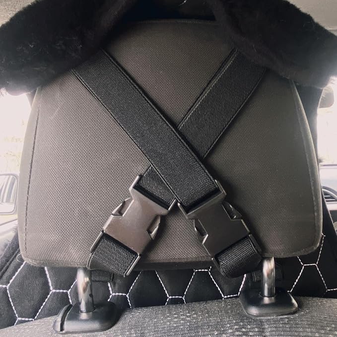 Genuine Fluffy Sheepskin car seat Covers, Black Merino Wool seat Cover for Front seat of SUV Truck Sedan Minivan