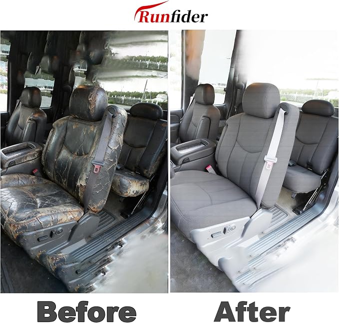Seat Covers for Chevy Silverado & GMC Sierra 1500 1999 2000 2001 2002 2003 2004 2005 2006 Heavy Duty Cloth Protector Interior Accessories,Waterproof & Machine Washable-Gray (Full)