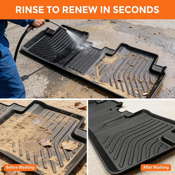 Floor Mats for Honda Civic & Civic Si 2012-2015 (Only for Sedan, Not for Coupe), Custom Fit Heavy Duty TPE All Weather Protection, Waterproof Non-Slip Black (Two-Row Floor Mats & Cargo Liner)