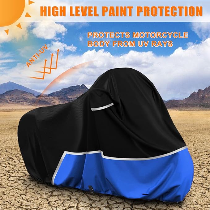 Waterproof Motorcycle Cover Compatible with Yamaha R1 R2 R3 R6 R7 Supersport, 420D Oxford Cloth Motorcycle Cover for Snow Rain Dust Protection