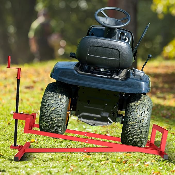 Lawn Mower Lift Jack, Lifting Platform 882 Lbs Capacity Telescopic Maintenance Jack for Garden Tractors and Riding Lawn Mower with Manual Handle & Power Tool Extension Handle - Red