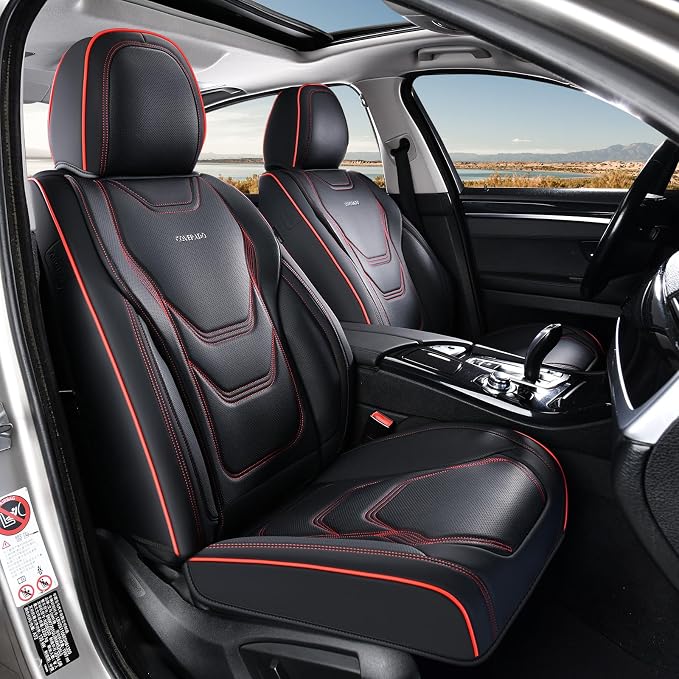 Coverado Car Seat Covers Front Seats Black&Red