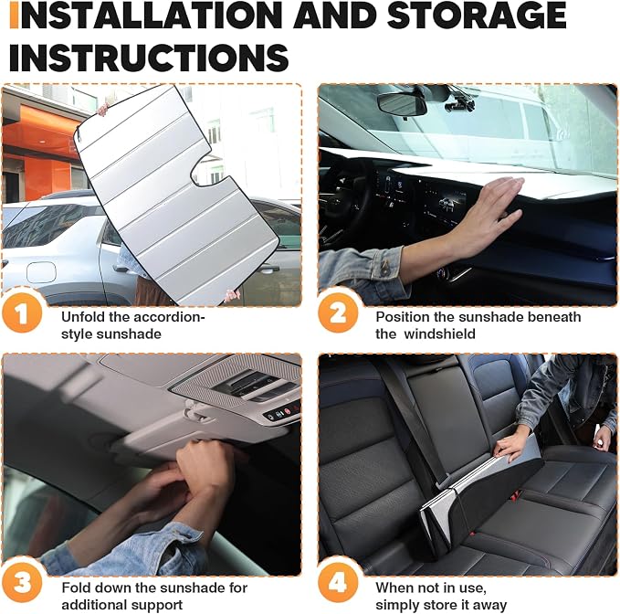 KUST Windshield Sun Shade for Toyota Tacoma 2018-2022 2023 Foldable Thicken Window Sunshade UV Protection Keep Cool Sunshield Easy Install Sun Visor Accessories Aluminum Film