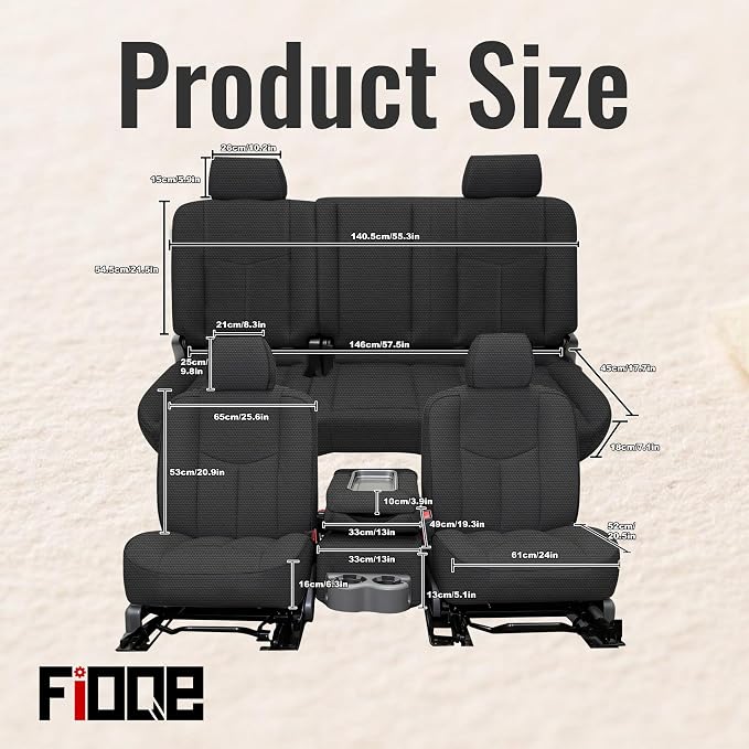 Front & Rear Thickened Composite Fabric Seat Covers for Chevy Silverado GMC Sierra 1500 1999-2006 & Classic,Foam-Padded Protection-Black