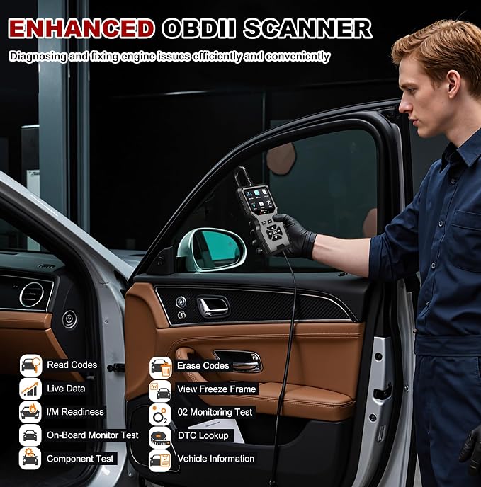 V519 OBD2 Diagnostic Scanner Tool - Vechicle Check Engine Light Code Reader with Battery Voltage Tester, I/M Readiness, Reset, and Code Eraser for All OBDII Car Since 1996 Grey