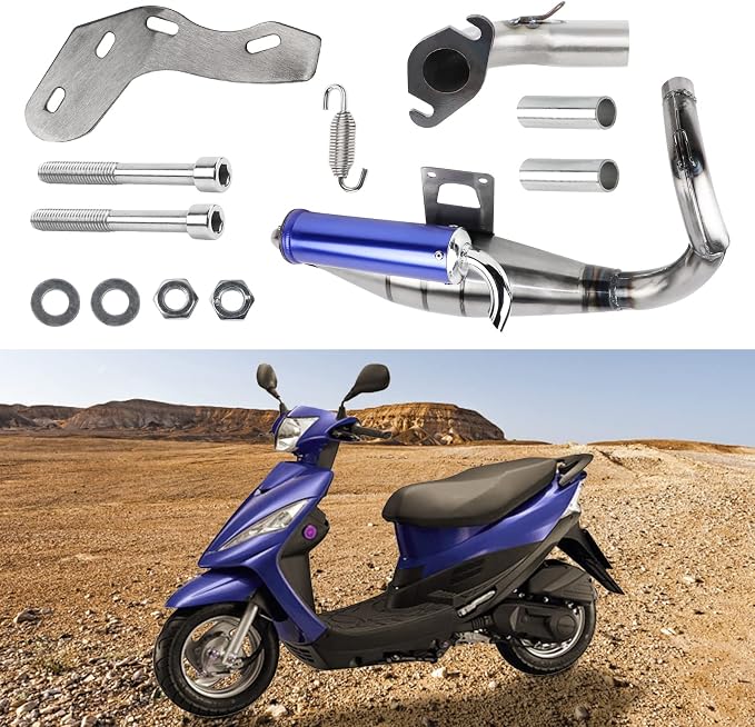 FLYPIG Exhaust W/Expansion Chamber For Honda DIO50 AF18 AF24 AF27 AF28 AF30 Dio Exhaust System Muffler Pipe Elite Sym 50 (Dio SA50 SR50 SK50 SYM DD50 Arnada 50 Dio 50 DD50 Jolie 50)